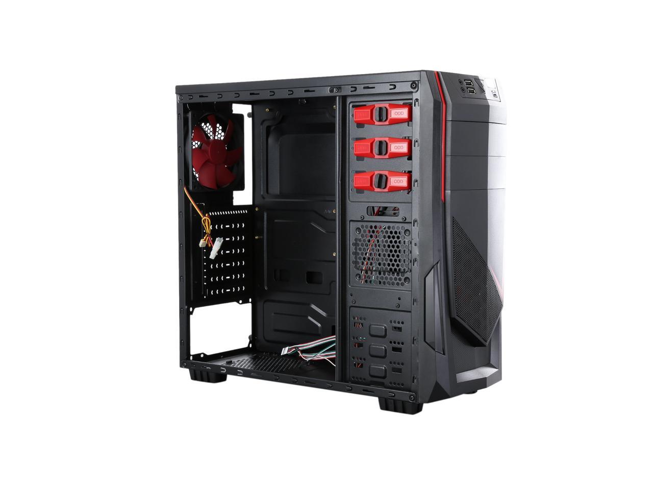 Diypc Ranger R4 R Black Red Usb 3 0 Atx Mid Tower Gaming Computer Case With 3 X Red Fans 1 X 1mm Side Led Fan 1 X 1mm Front Led Fan 1 X 1mm Rear