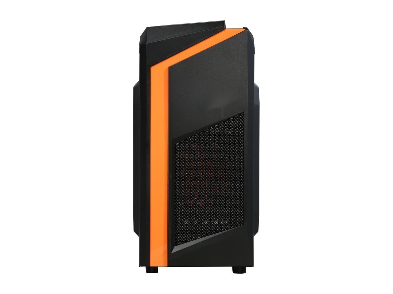 DIYPC Black/Orange MicroATX Gaming Computer Case