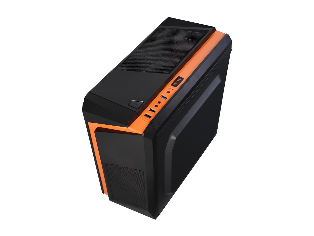 DIYPC Black/Orange MicroATX Gaming Computer Case