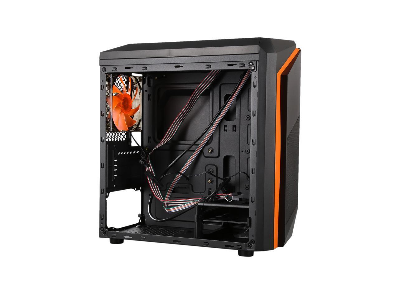 DIYPC Black/Orange MicroATX Gaming Computer Case