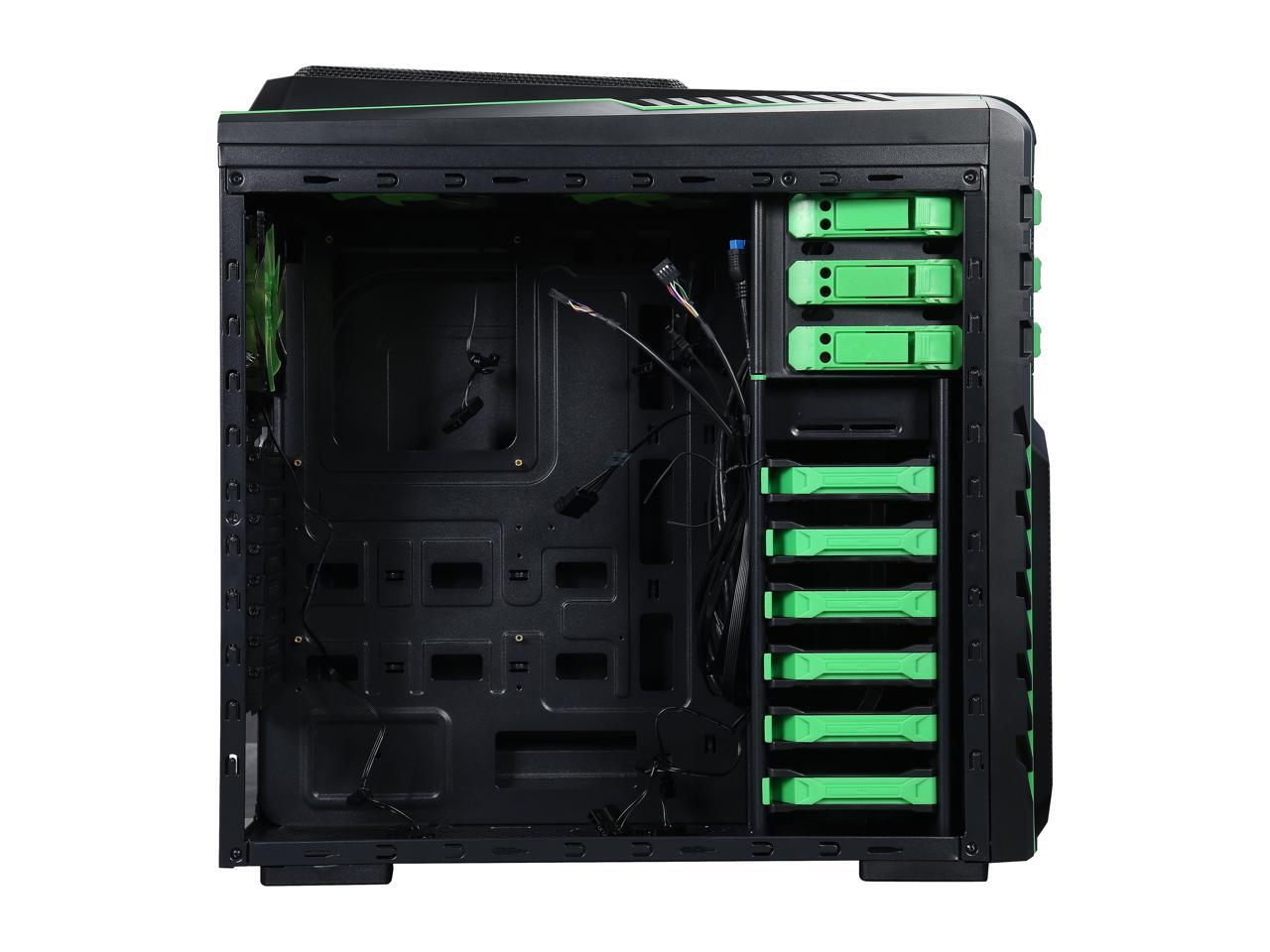 DIYPC Skyline06WG Black / Green Computer Case