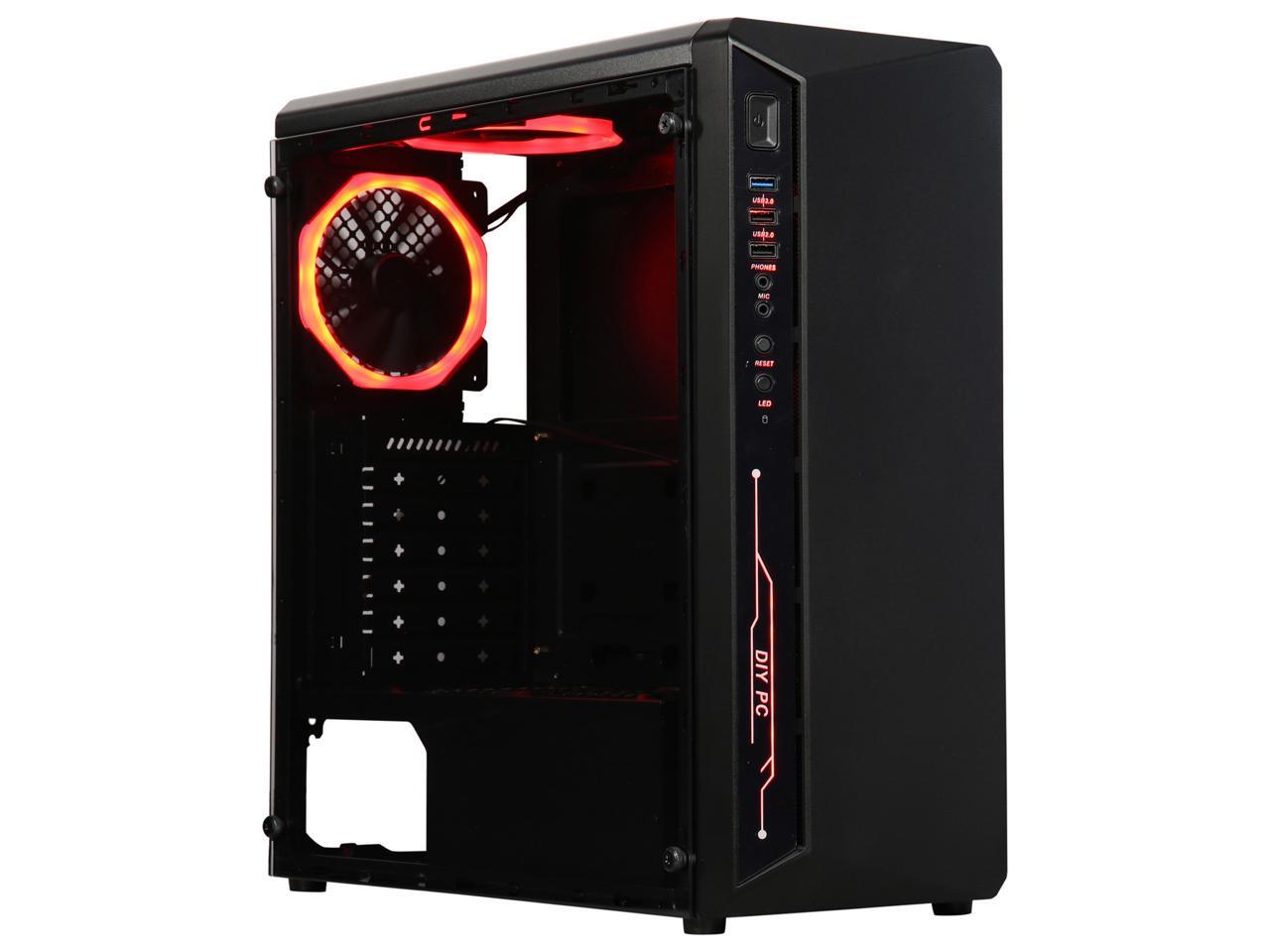 Diypc Diy Model X Rgb Black Usb3 0 Steel Tempered Glass Atx Mid Tower Gaming Computer Case W Tempered Glass Panel Left Side 2 X Rgb Led Ring Fan Pre Installed Newegg Com