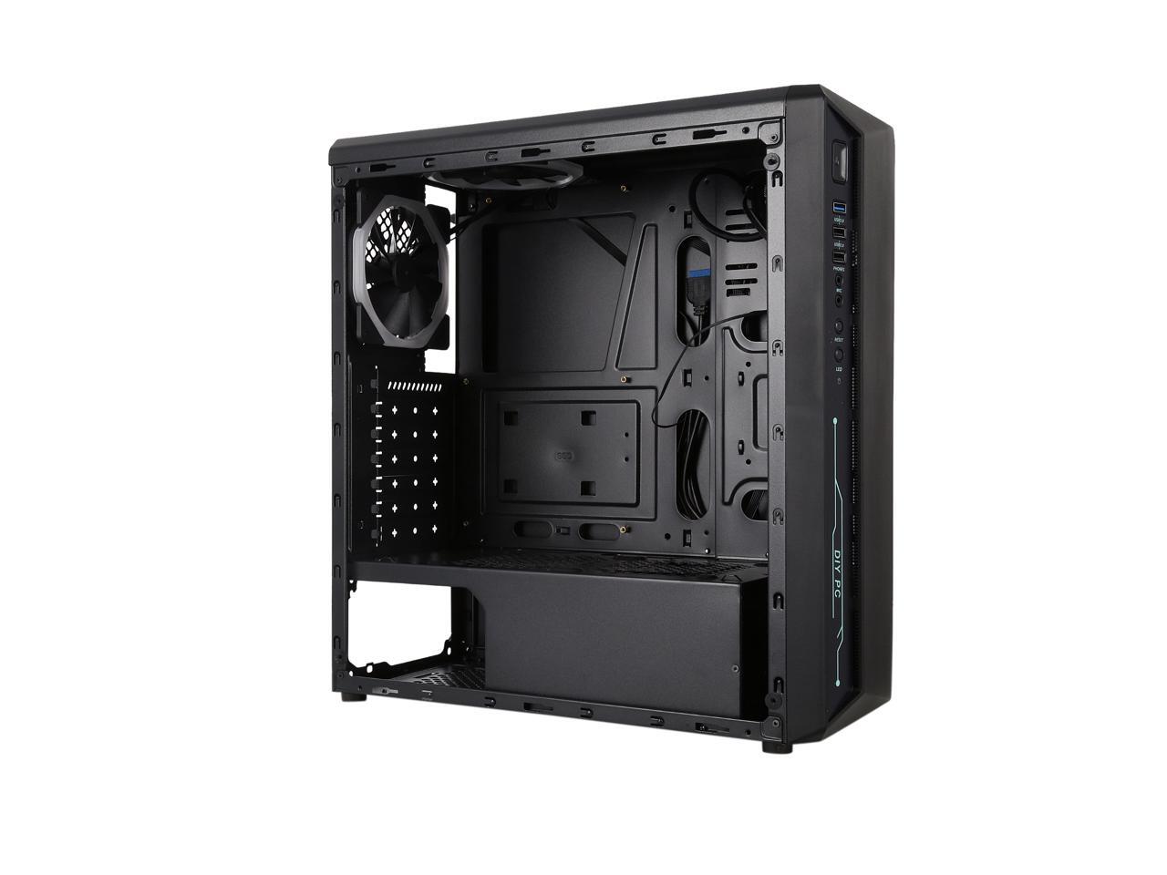 Diypc Diy Model X Rgb Black Usb3 0 Steel Tempered Glass Atx Mid Tower Gaming Computer Case W Tempered Glass Panel Left Side 2 X Rgb Led Ring Fan Pre Installed Newegg Com