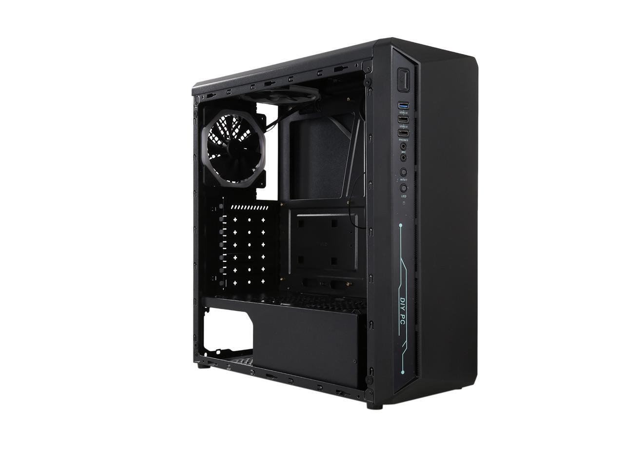 Diypc Diy Model X Rgb Black Usb3 0 Steel Tempered Glass Atx Mid Tower Gaming Computer Case W Tempered Glass Panel Left Side 2 X Rgb Led Ring Fan Pre Installed Newegg Com