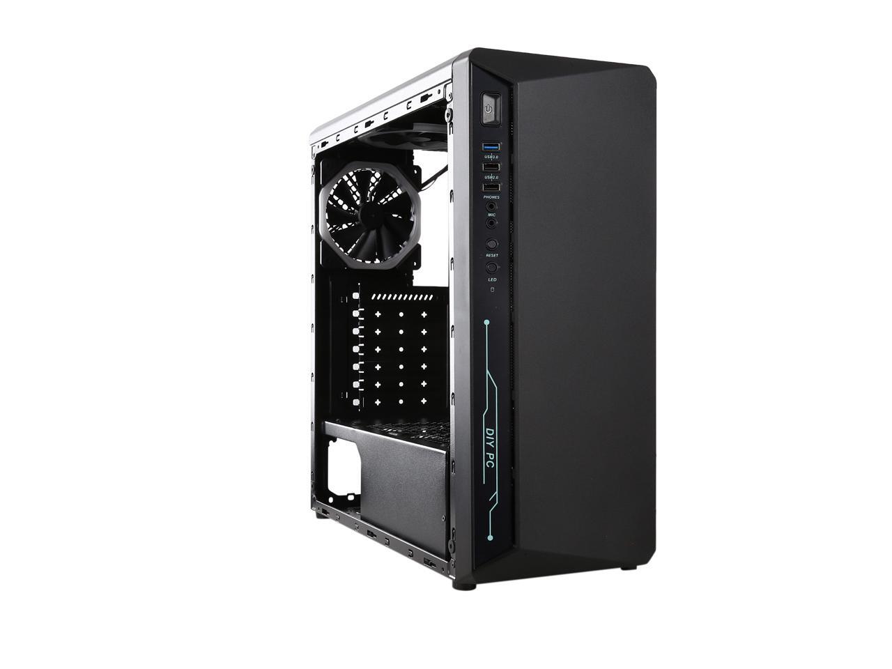 Diypc Diy Model X Rgb Black Usb3 0 Steel Tempered Glass Atx Mid Tower Gaming Computer Case W Tempered Glass Panel Left Side 2 X Rgb Led Ring Fan Pre Installed Newegg Com
