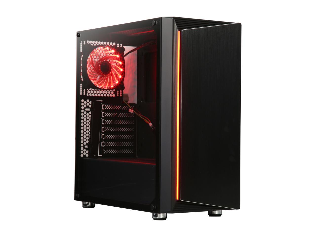 DIYPC DIY-Line-RGB Black Dual USB3.0 ATX Mid Tower Gaming Computer Case ...