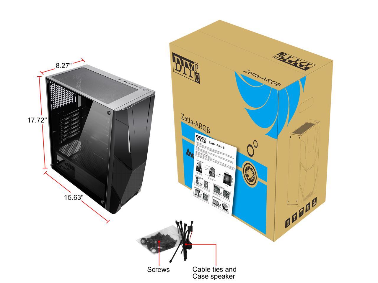 DIYPC Zetta-ARGB Black Steel ATX Mid Tower Computer Case - Newegg.ca
