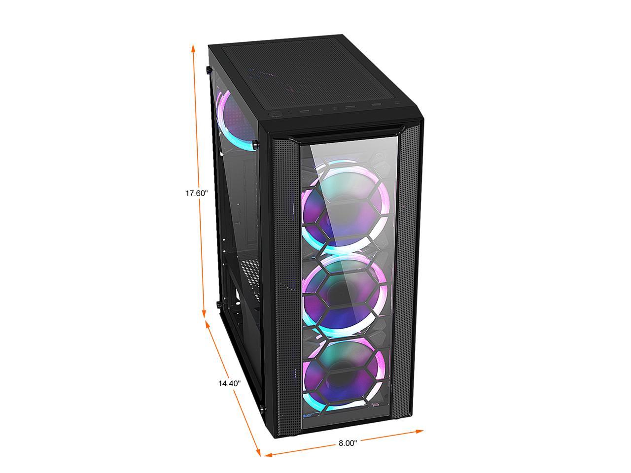 DIYPC Rainbow-Flash-F4-B Black Steel / Tempered Glass ATX Mid Tower ...