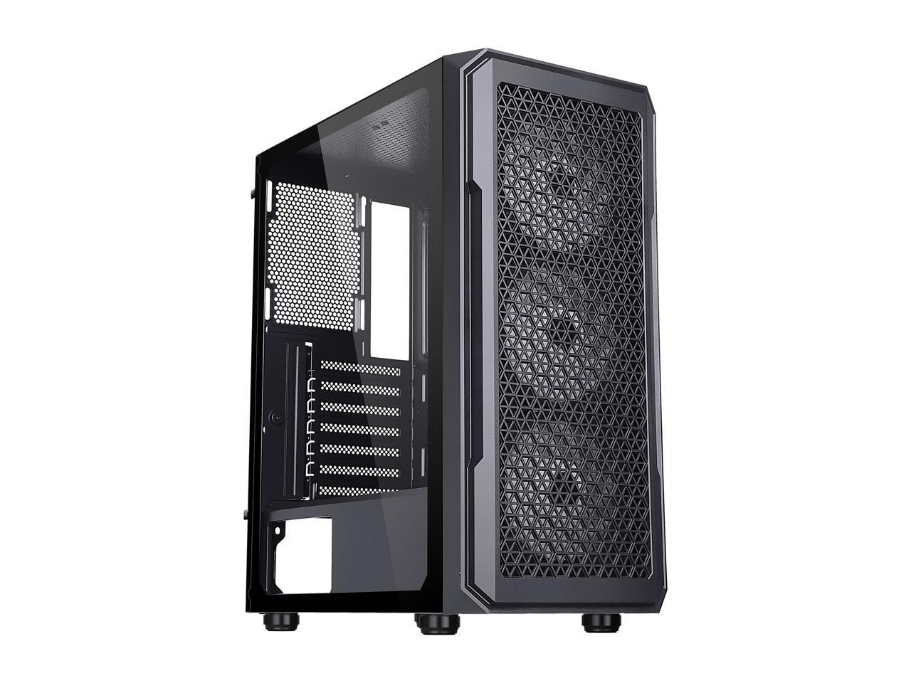 DIYPC S3-BK-ARGB Black USB3.0 Steel/ Tempered Glass ATX Mid Tower ...