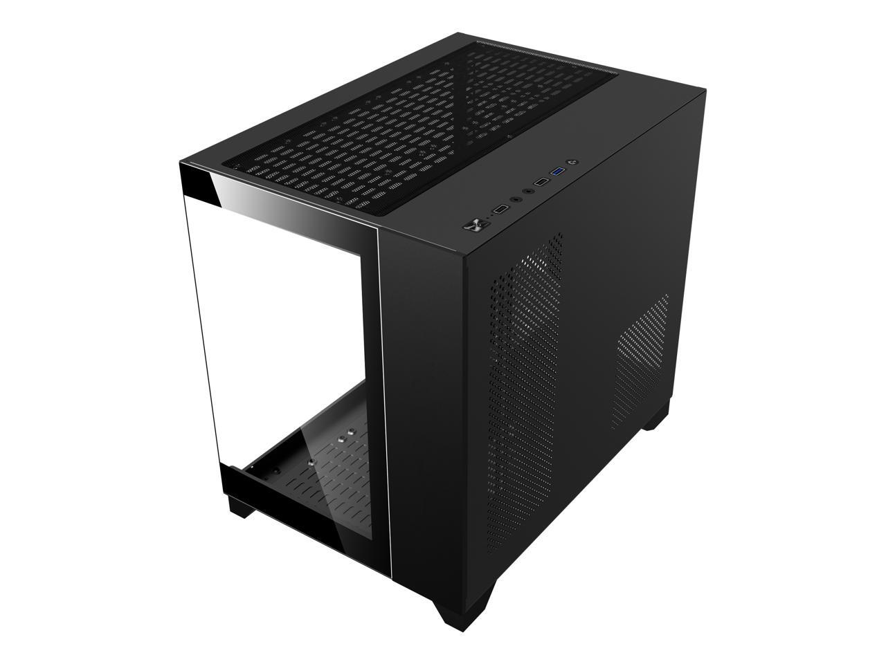 DIYPC ARGBQ01Bk Black USB3.0 Tempered Glass Micro ATX Gaming Computer Case w/ Dual Tempered