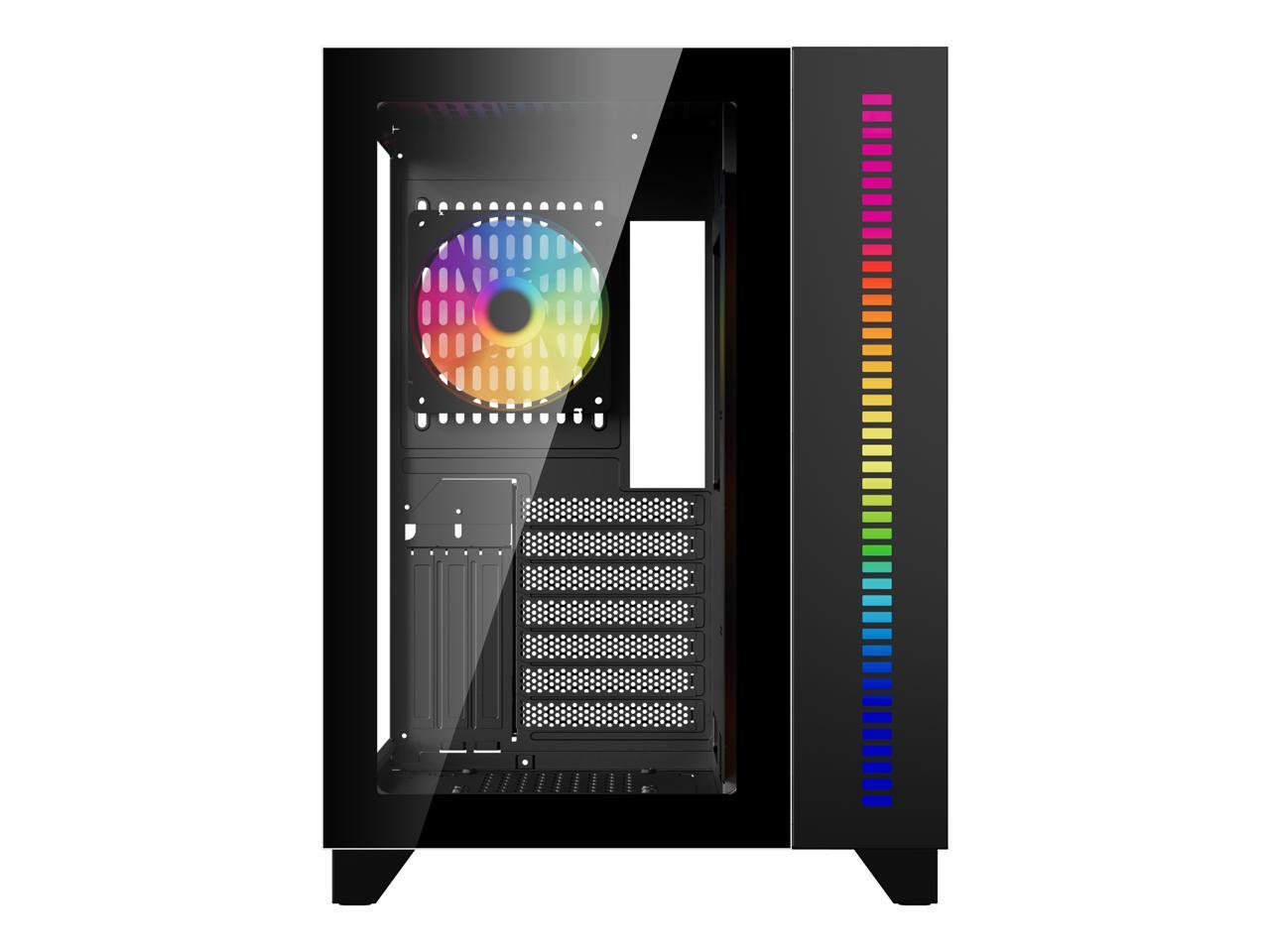 DIYPC ARGBQ10BK Black USB3.0 ATX Mid Tower Gaming Computer Case w