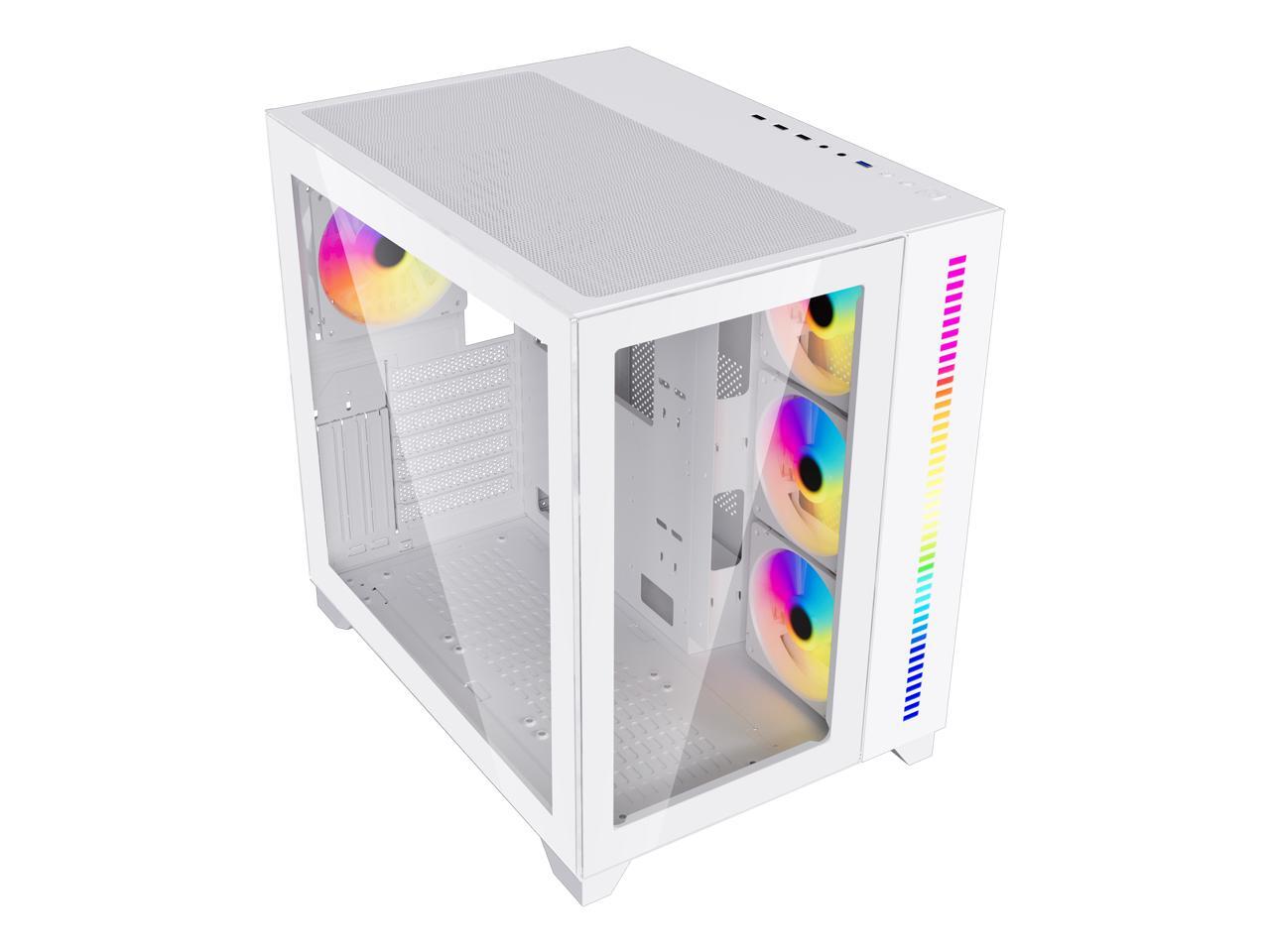 DIYPC ARGBQ10W White USB3.0 ATX Mid Tower Gaming Computer Case w