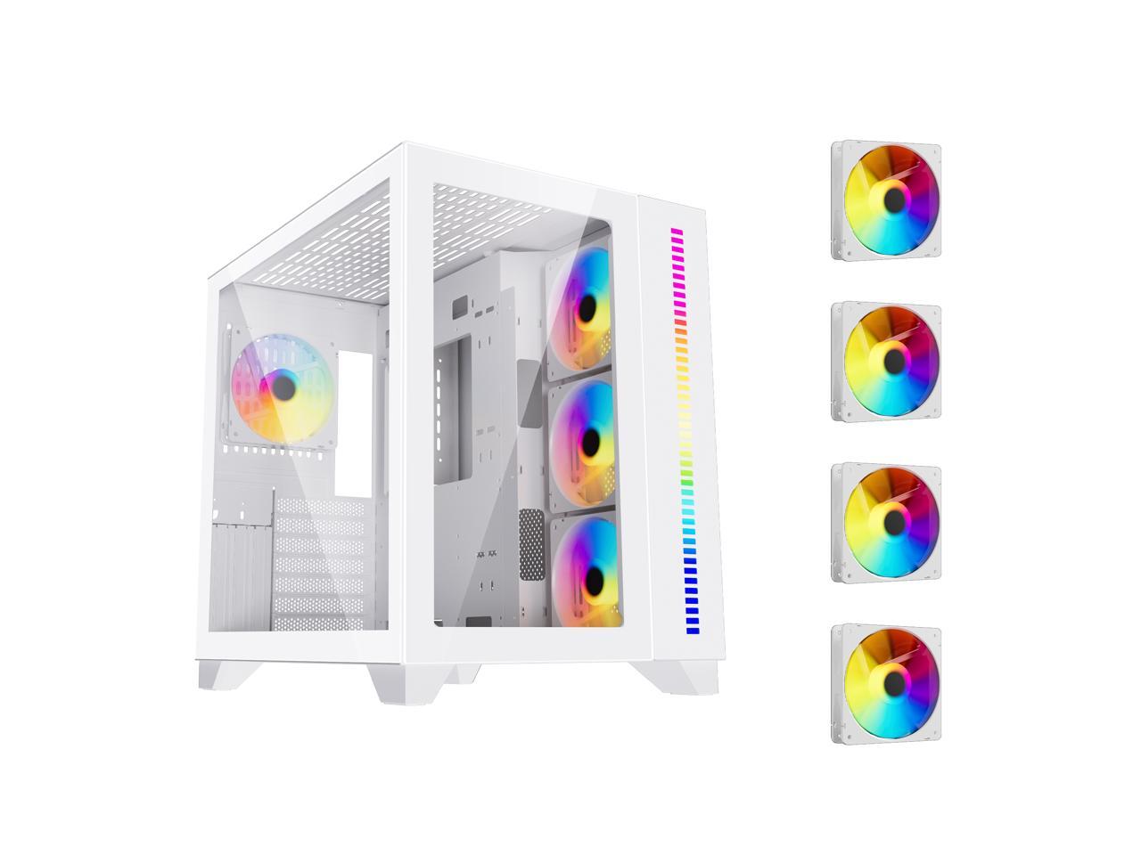 DIYPC ARGBQ10W White USB3.0 ATX Mid Tower Gaming Computer Case w