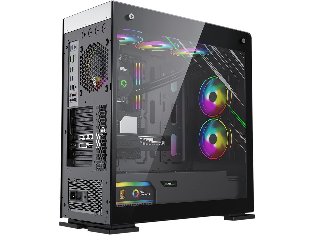 GAMEMAX Vega Pro White / Black Full Tower Gaming Computer Case w/ Dual ...