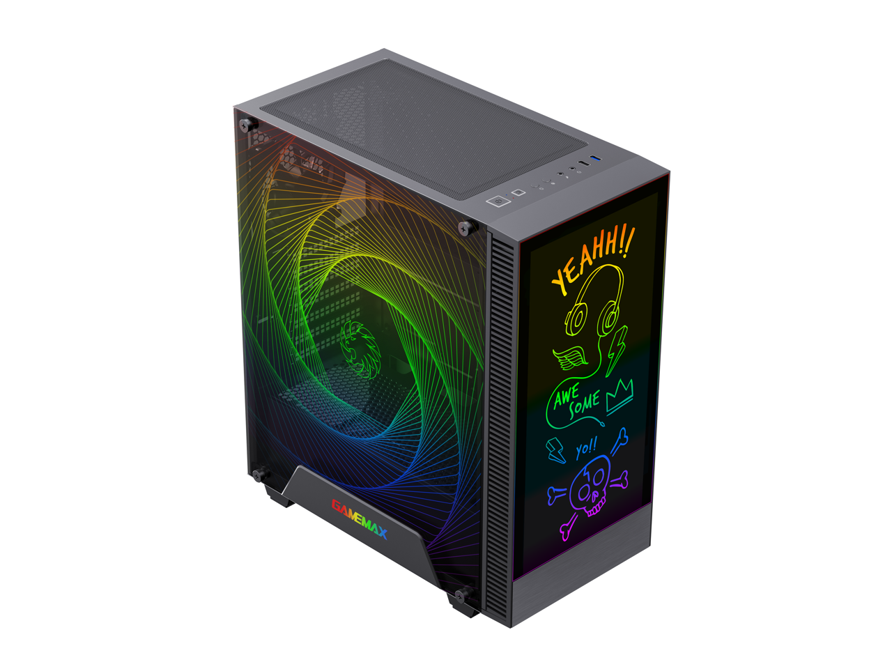 Gamemax Kreator Black USB3.0 Tempered Glass ATX Mid Tower Gaming ...