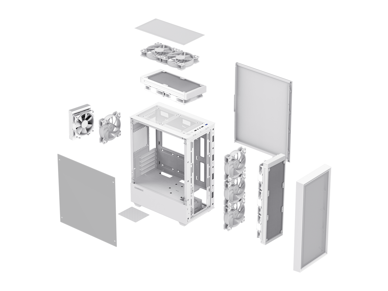 GAMEMAX Storm WH White MicroATX Gaming CasePreinstalled 1x Autoflow