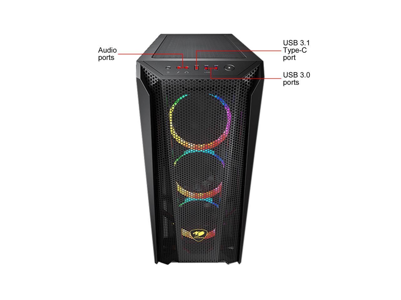 COUGAR MX660 Mesh RGB Black Computer Case with Mesh Front ...