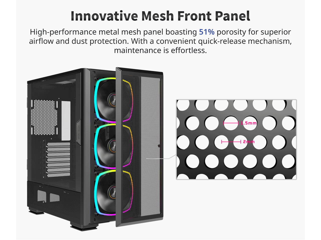 Montech Sky Two GX, E-ATX Mid Tower Case, High Airflow Performance, 3X ...