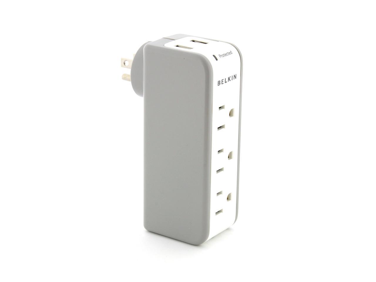 BELKIN BZ103050-TVL Wall Mount 3 Outlets 918 Joules Mini Surge Protector with 2 USB Charger 