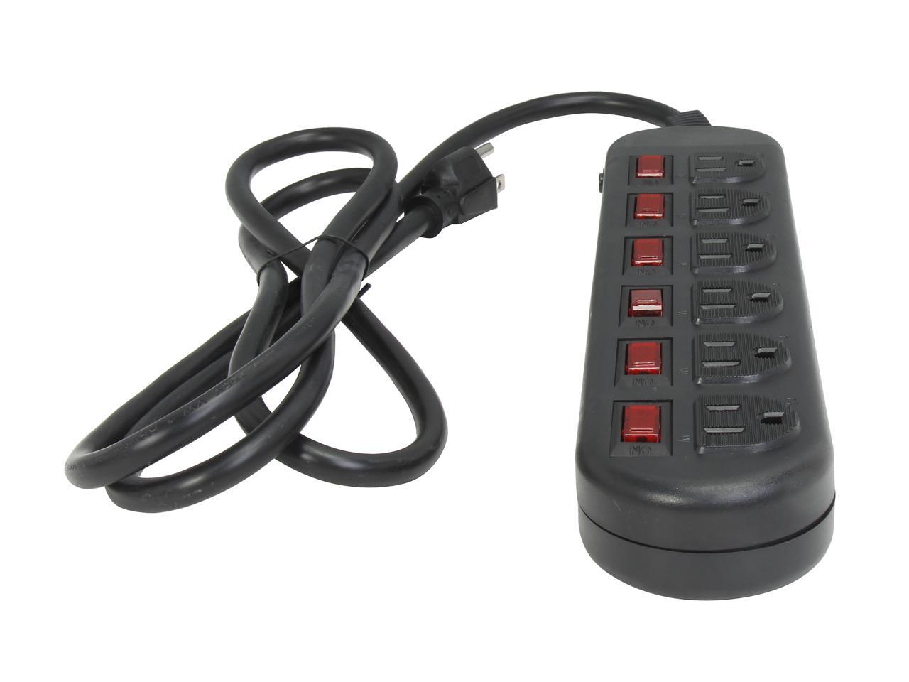 Rosewill RPS210BL 6Outlet Power Strip Black, 125V Input Voltage