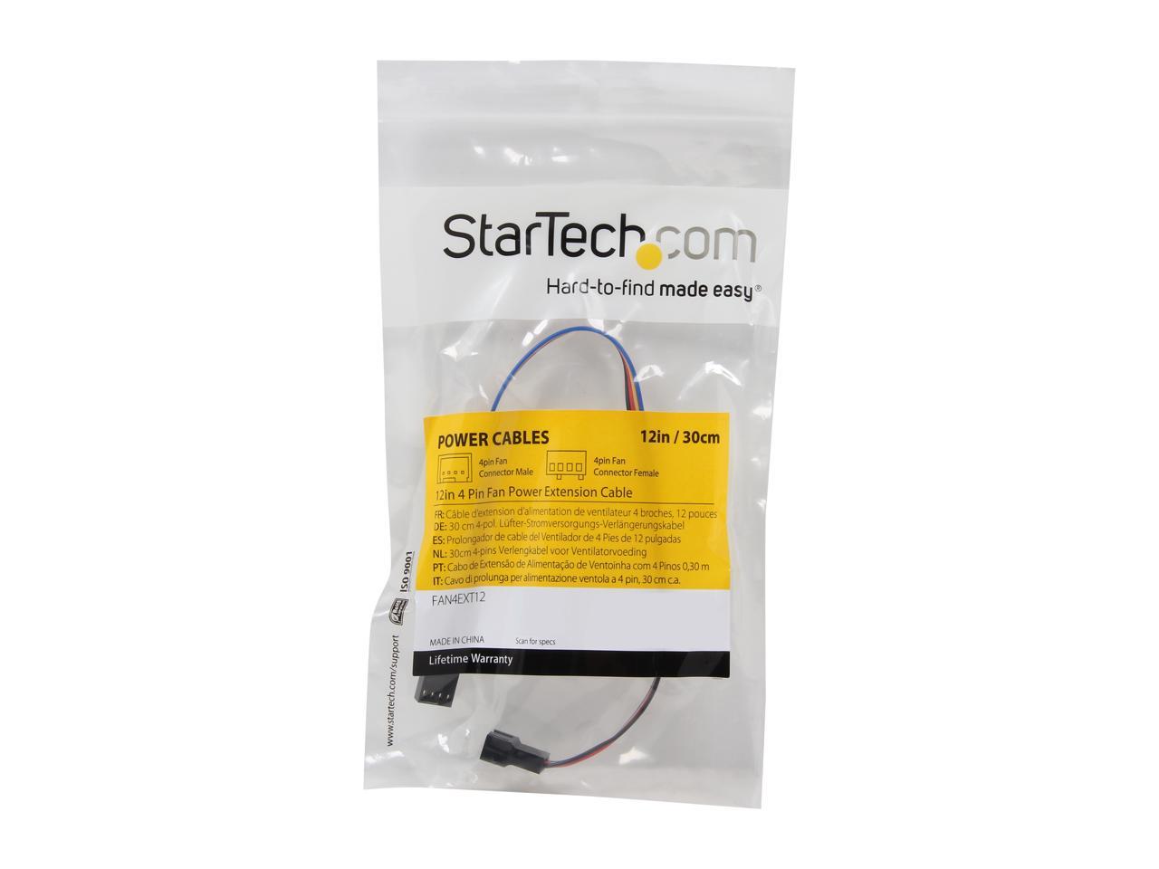 StarTech.com FAN4EXT12 1 ft. 4 Pin Fan Power Extension Cable - F/M ...