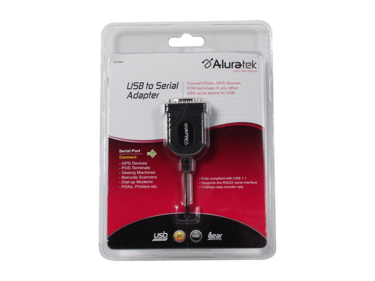 Open Box Aluratek Model AUS100 USB to Serial Adapter Cable