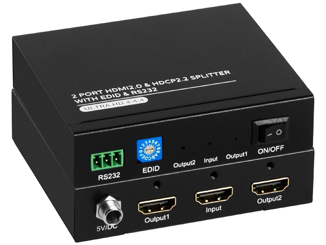 BYTECC HM2SP102E HDMI 2.0 & HDCP 2.2, 1x2 HDMI Splitters with EDID