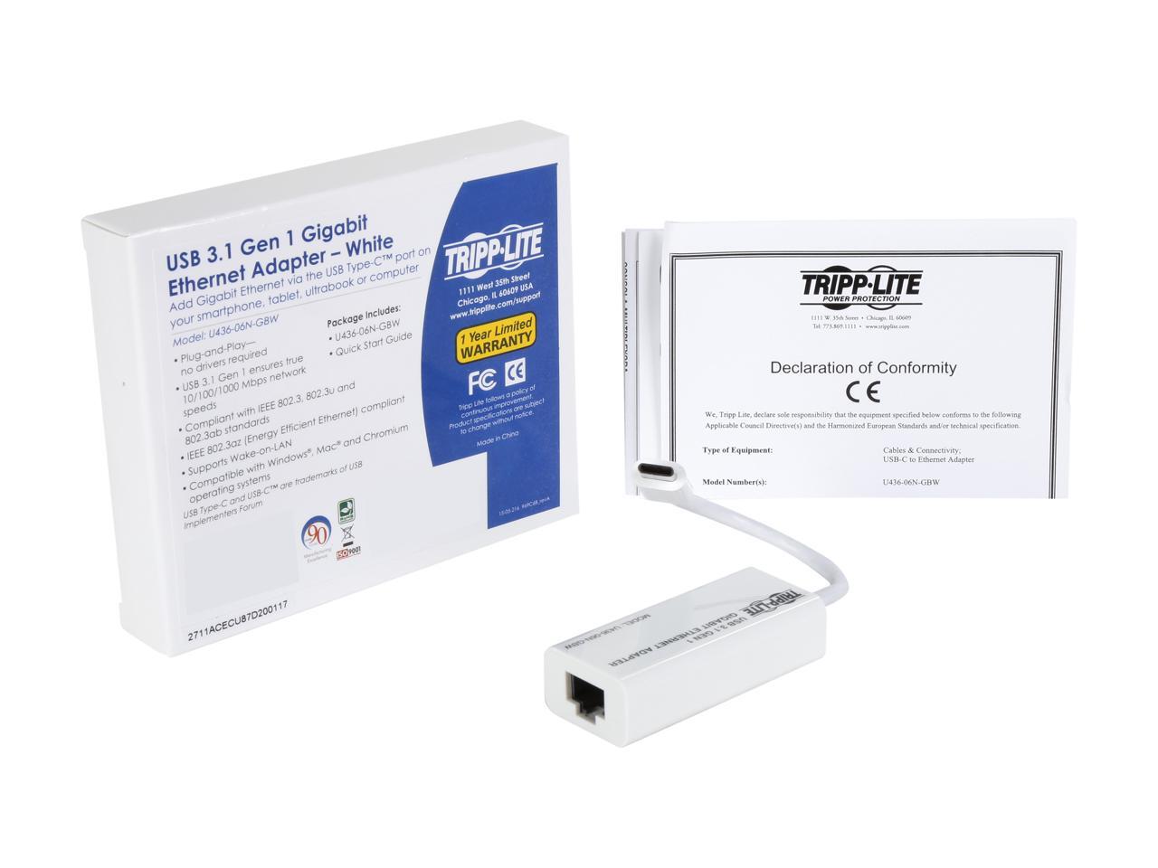 Tripp Lite Adattatore Ethernet Gigabit USB 3.0 – U336-000-GBW, Scheda Di Rete Esterna