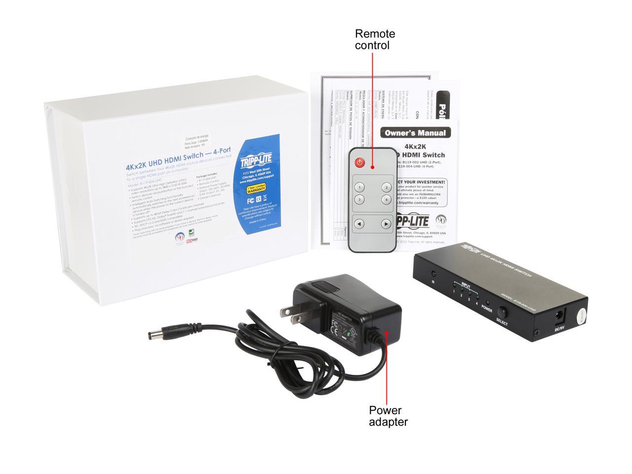 Tripp Lite 4-Port HDMI Switch for Video and Audio, 4K x 2K UHD @ 60 Hz ...