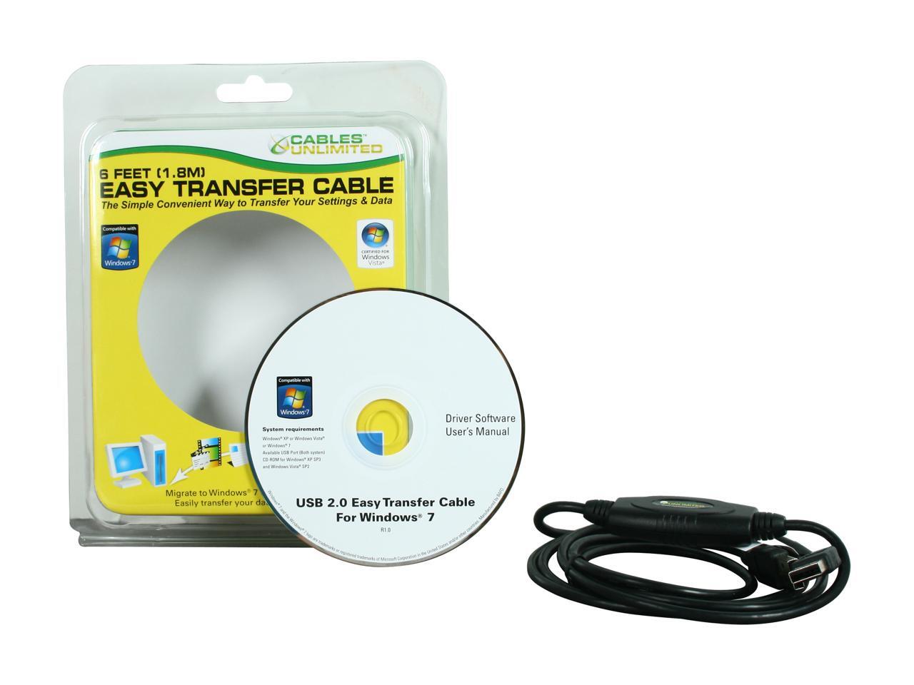 CABLES UNLIMITED USB140006 Easy Transfer Cable for Windows 7, Vista