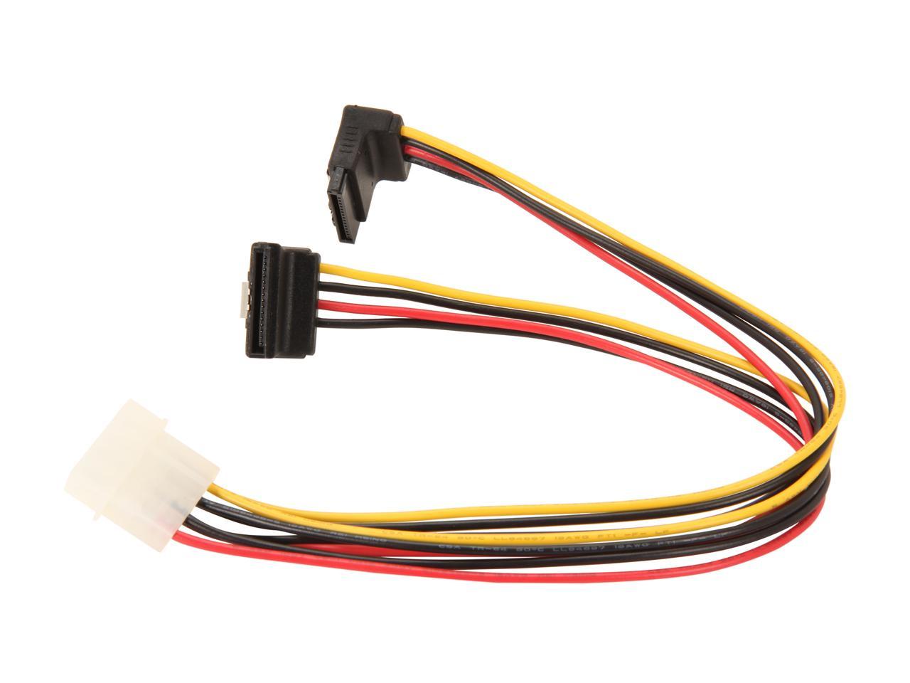 StarTech.com PYO2LP4LSATR 1 ft. LP4 to 2x Right Angle Latching SATA ...