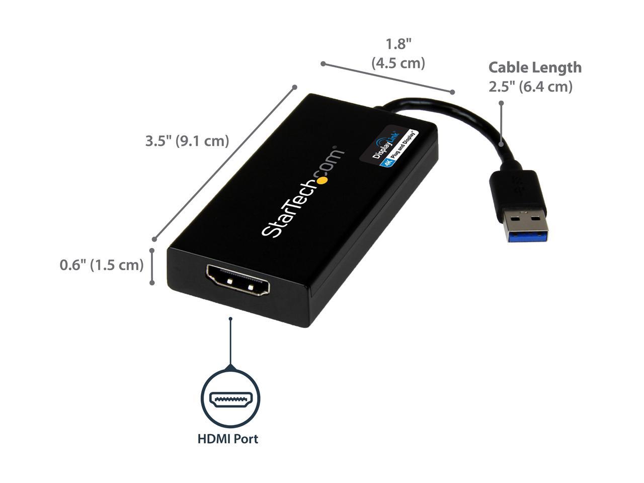 StarTech.com USB32HD4K USB 3.0 to HDMI Display Adapter 4K Ultra HD,  DisplayLink Certified, Video Converter w/ External Graphics Card - Mac &  Windows