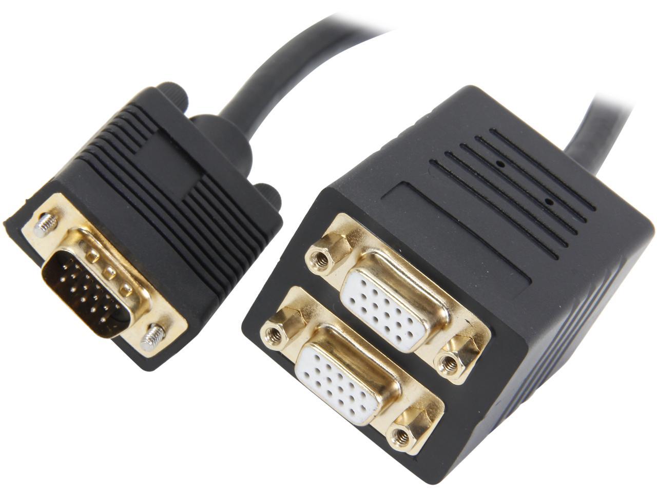 Coboc EA-VGASPL-MFF-1-BK 1 ft. Black 30AWG SVGA/VGA HD15 Male to 2 x ...