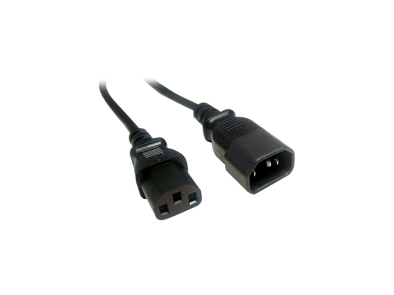 Micro Connectors 6 Feet Ac Power Extension Cord C13 To C14 Black