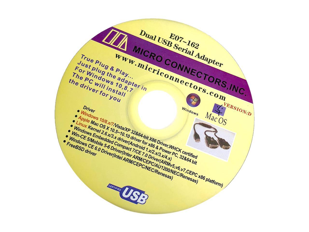 Micro Connectors USB 2.0 AMale to Dual DB9Male Serial Adapter (E07