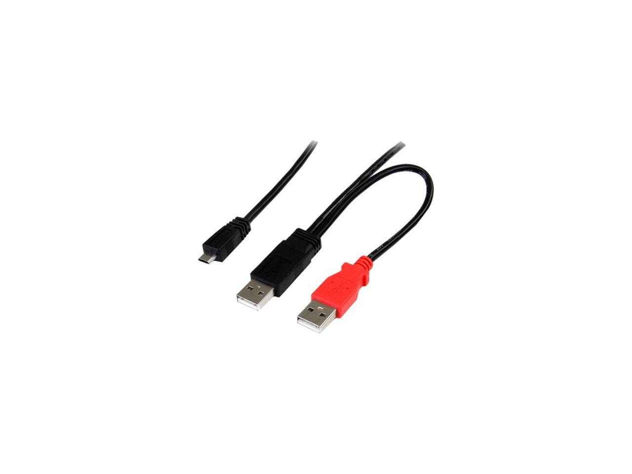 3 ft USB Y Cable for External Hard Drive Dual USB A to