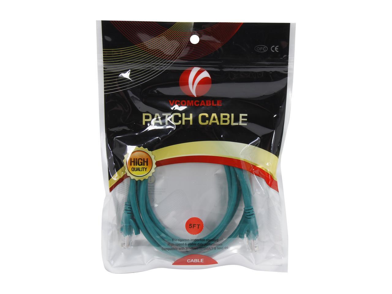 Vcom NP511-5-GREEN Cat5E Molded Patch 5feet Cable Green 