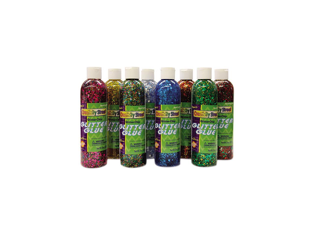 Glitter Glue Chip Class Pack, Assorted Colors, 8 Oz Bottles, 8/Pack