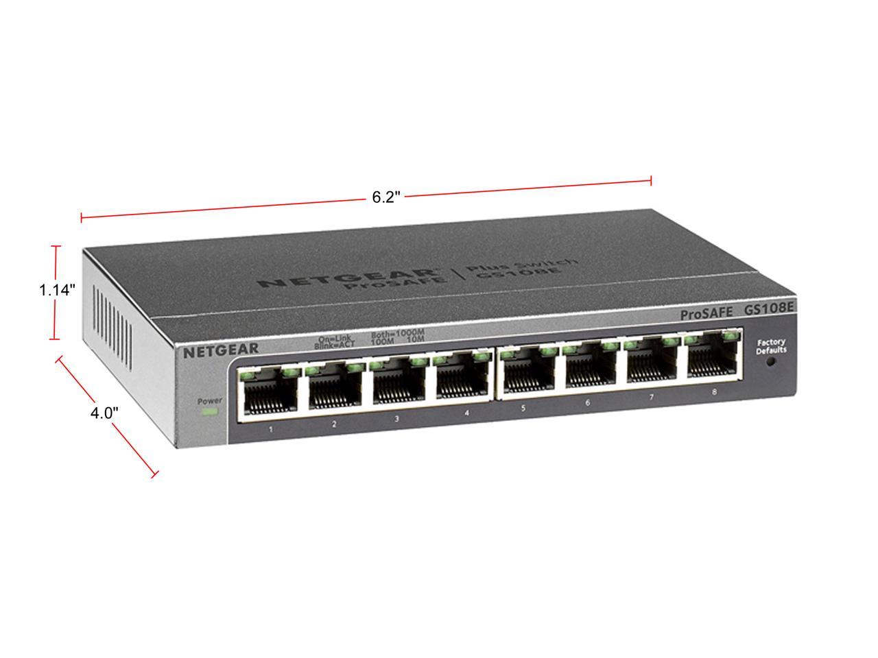 NETGEAR GS108E ProSafe 8-Port Gigabit Web Smart Managed Plus Switch ...