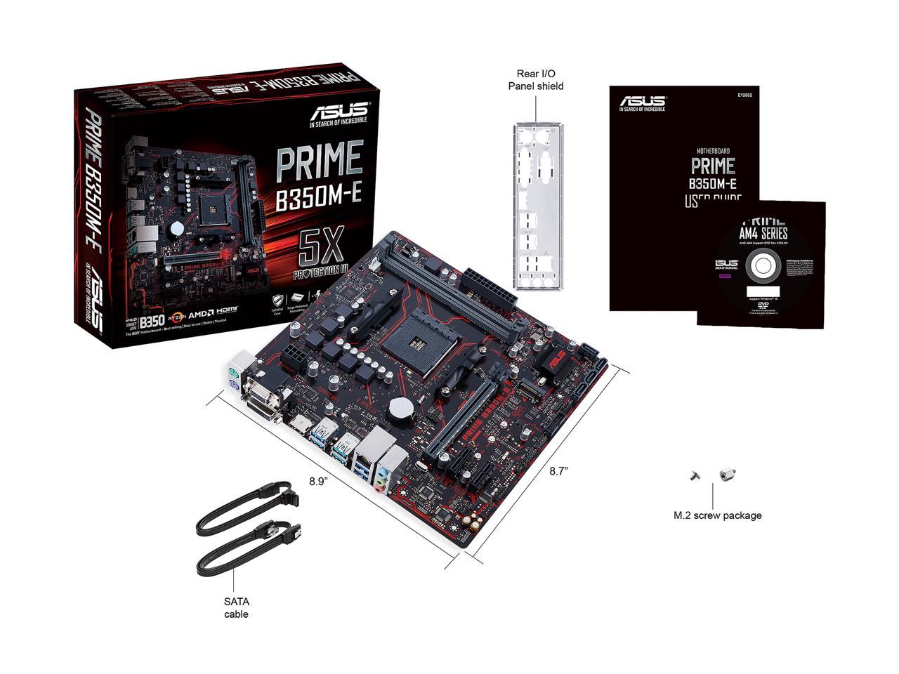 Asus Prime B350m E Am4 Micro Atx Amd Motherboard