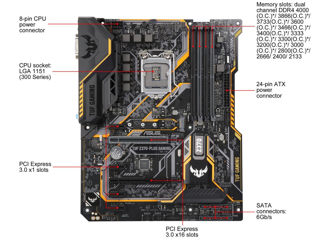 ASUS TUF Z370Plus Gaming LGA 1151 (300 Series) ATX Intel Motherboard