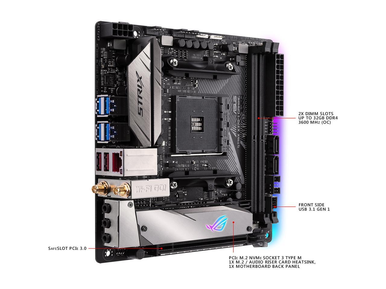 ASUS ROG STRIX X370I GAMING AM4 Mini ITX AMD Motherboard