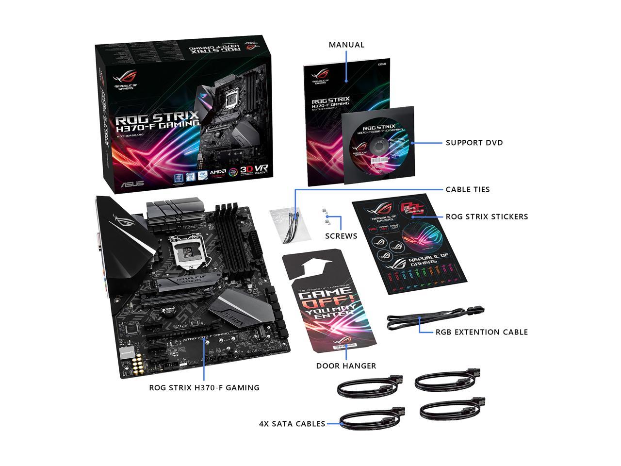 Used Like New Asus Rog Strix H370 F Gaming Lga1151 300 Series Ddr4 Dp Hdmi Dvi M 2 Atx Motherboard With Usb 3 1 Gen2 Newegg Com