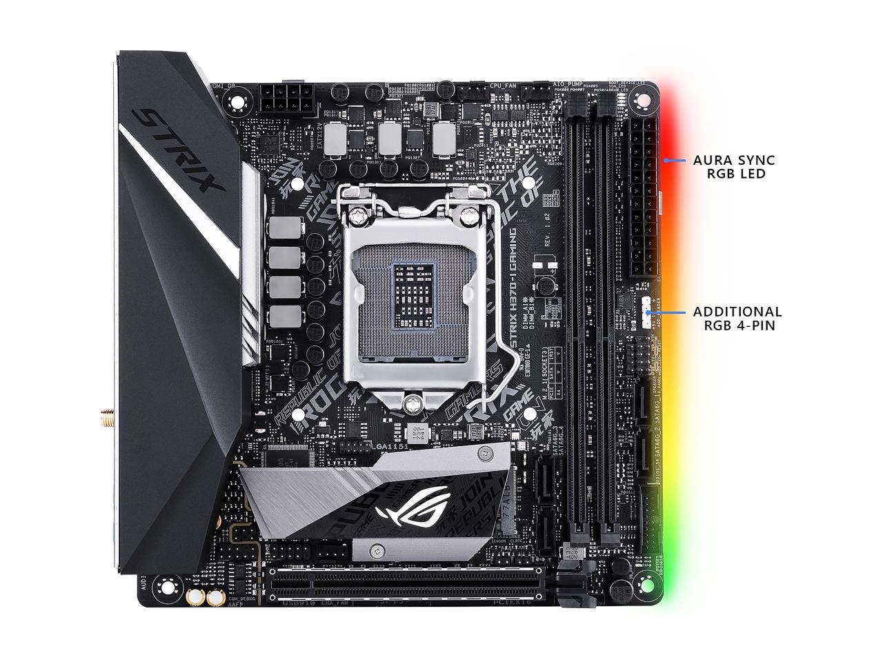 Open Box Asus Rog Strix H370 I Gaming Lga1151 300 Series Ddr4 Dp Hdmi M 2 Mini Itx Motherboard With On Board 802 11 Ac Wi Fi Dual Gigabit Lan And Usb 3 1 Gen2 Newegg Com