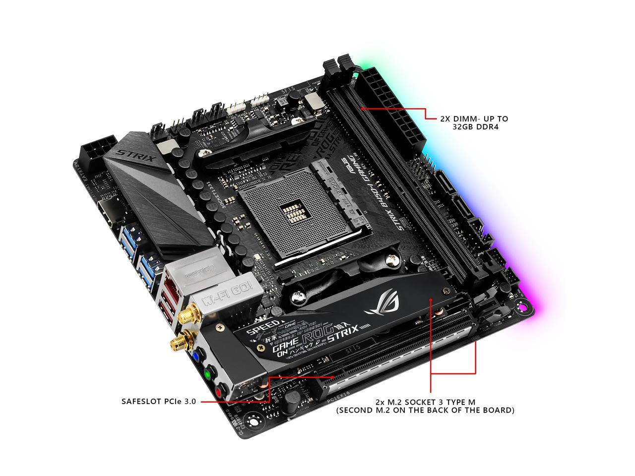 ASUS ROG STRIX B450-I GAMING AM4 AMD B450 SATA 6Gb/s USB 3.1 HDMI Mini ITX  AMD Motherboard