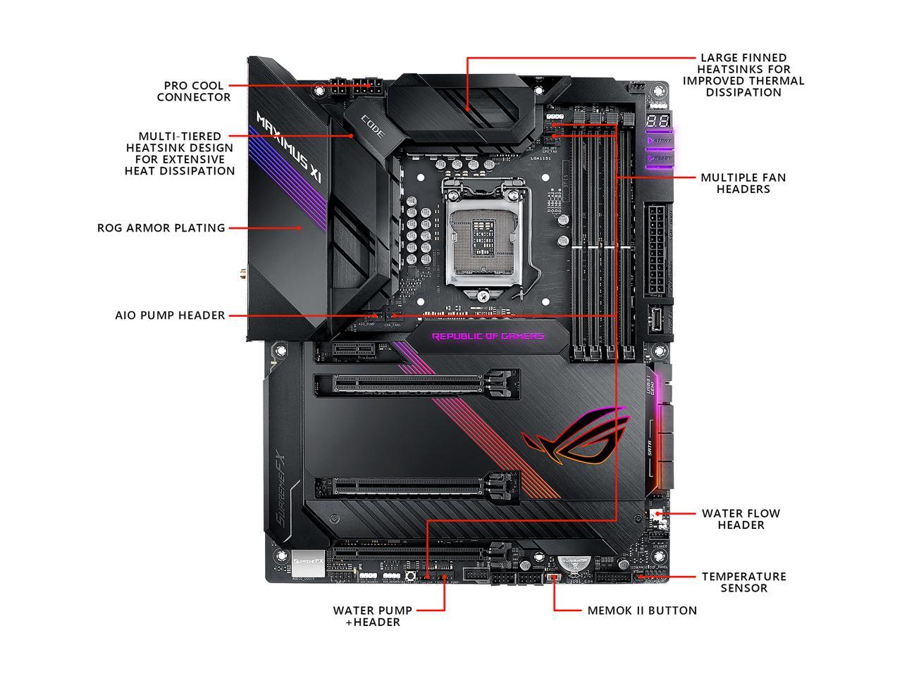 Asus Rog Maximus Xi Code Z Gaming Motherboard Lga Intel Th And Th Gen Atx Onboard