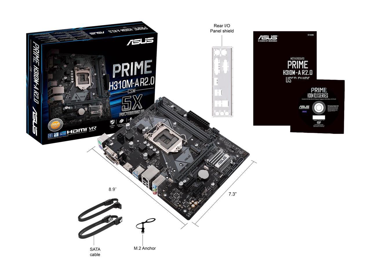 Asus Prime H310m A R2 0 Csm Desktop Motherboard Intel Chipset Socket H4 Lga 1151 Newegg Com