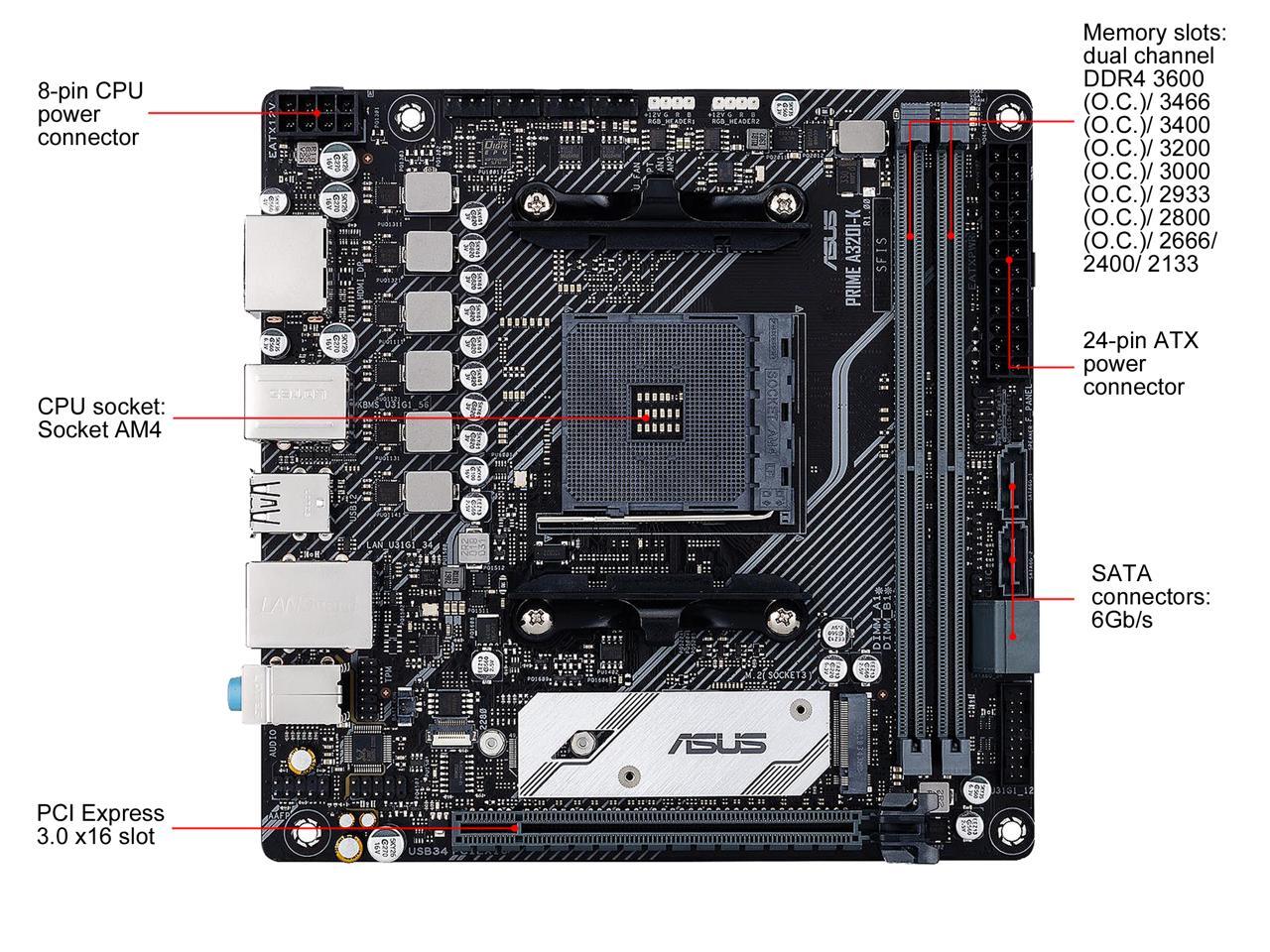 Open Box ASUS Prime A320IK AM4 Mini ITX AMD Motherboard
