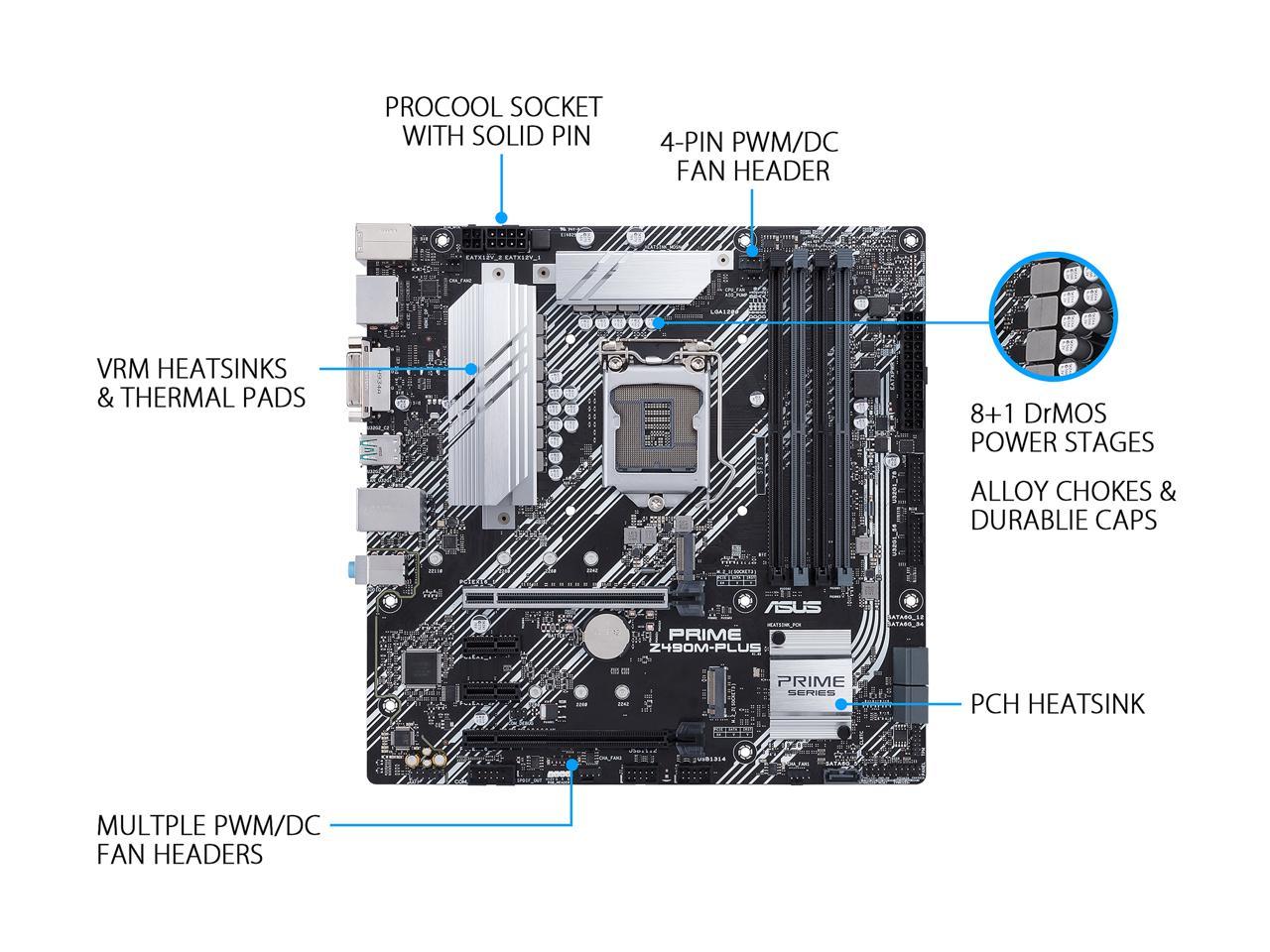 Asus prime z490m plus подключение