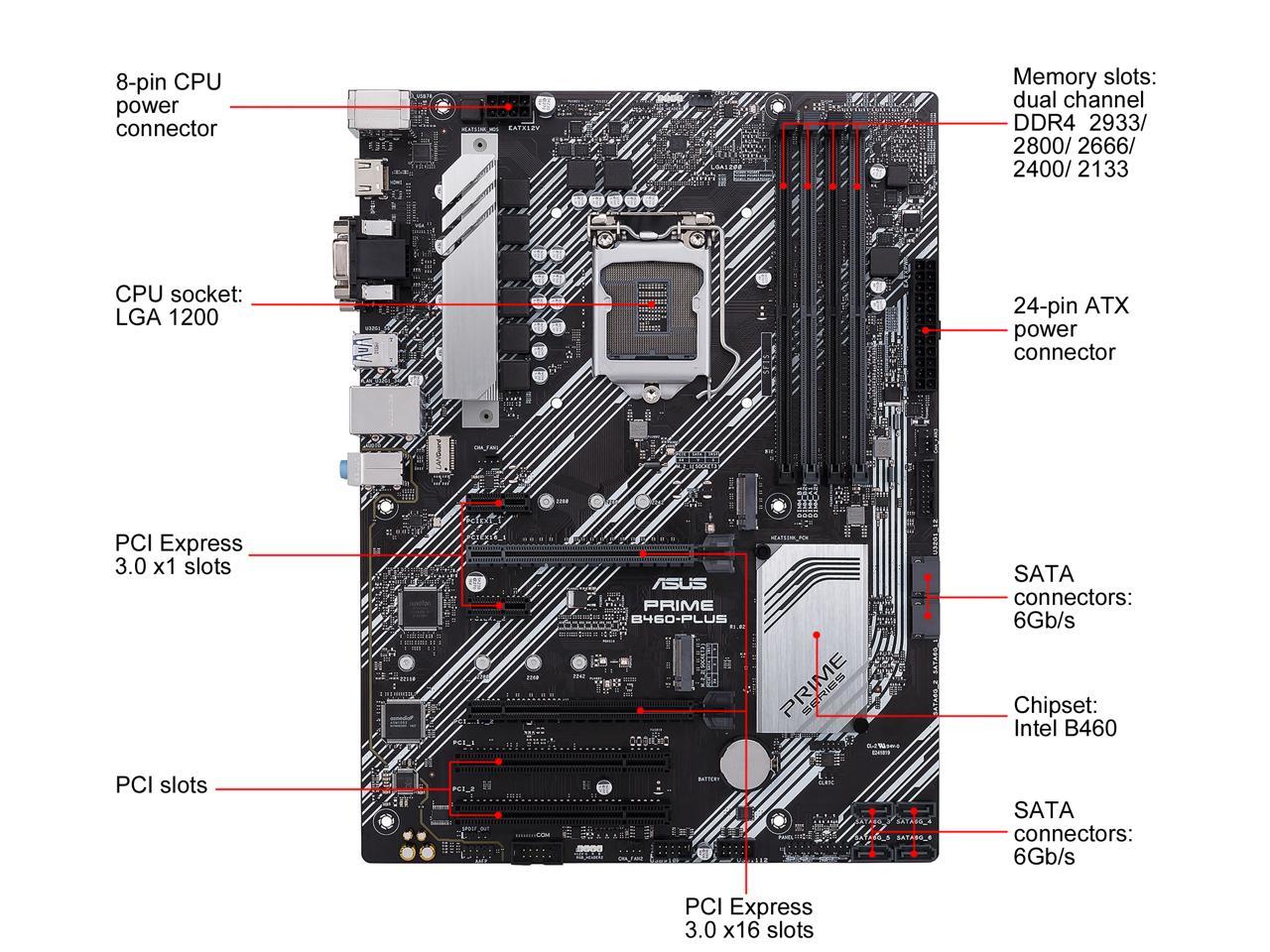 Intel B460 1200 placa base ATX DDR4 ASUS PRIME B460-PLUS So 
